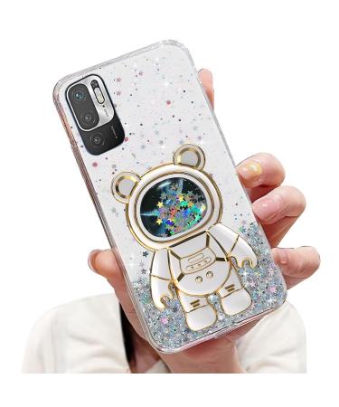 Tivenfezk Nadoli for Xiaomi Redmi Note 10 5G Treibsand B r Astronaut Hidden Stand Shell cartoon glitter astronaut stand soft silicone bling cell phone case transparent protective cover xiaomi redmi note 10 5g clear