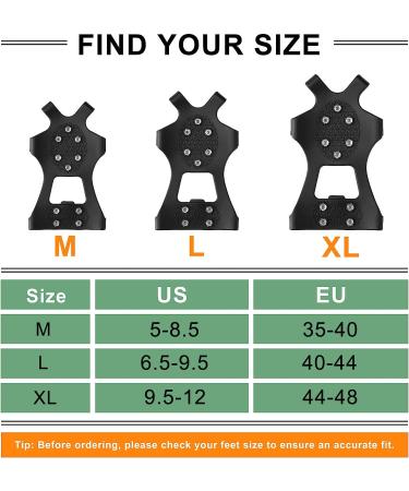 Rhino Valley Ice Cleats Spikes Crampons - Stainless Steel Ice Grips for Men & Women - Anti Slip Traction Cleats for Hiking & Outdoor Activities - Buy Online on SooperMarket.com