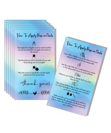 MAOSH Press-On Nail Application Instructions Cards Aftercare Instructions Cards 50 Pack 2 x 3.5'' inch Business Card Size DIY Press-On Nail Kit White (0406038)