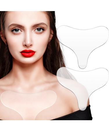 2 Pieces Silicone Chest Pads Reusable T-Shaped Décolleté Wrinkles Patches Smooth Your Skin Prevent Skin Ageing for Women and Girls