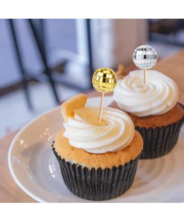 30pcs Disco Ball Cupcake Toppers Mini Disco Ball Picks Retro Cake Decorations with Stick 70s Disco Theme Party Supplies for Dessert Birthday Decor Ornament (Silver Gold) - Buy Online on SooperMarket.com
