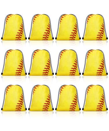 12 Pieces Small Softball Soccer Basketball Volleyball Candy Drawstring Bag Softball Soccer Basketball Volleyball Drawstring Goodie Favor Bags (7 x 10 Inch,Softball Style) 7 x 10 Inch Softball Style