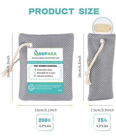 Nature Fresh Activated Charcoal Air Purifier Bags - Odor Eliminator Moisture Absorber & Natural Car Freshener (4 Pack 200g Each) - Perfect for Home Pets Shoes & Closets - Buy Online on SooperMarket.com