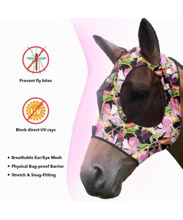 Shop Harrison Howard Stretchable UV Protection Fly Mask - Breathable Full Visibility Ventilating Ear Covers - Blossom Vibe (Large) - International Shipping Available - Buy Online on SooperMarket.com
