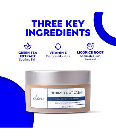 Elon Herbal Foot Cream - Hydrating Healing Formula with Vitamin E & Green Tea Extract - 5 oz. (Pack of 1) - Buy Online on SooperMarket.com