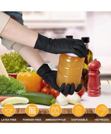 Black Nitrile Gloves 4 Mil, Latex & Powder Free - 100 Pcs Large Cleaning Gloves - Buy Online on SooperMarket.com