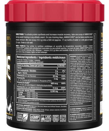 ALLMAX Nutrition - Aminocore BCAA - 8g BCAAs - 100% Pure Branch Chained Amino Acids - Gluten Free - White Grape - 945 Gram White Grape 90 Servings (Pack of 1) 8g Bcaas - Buy Online on SooperMarket.com