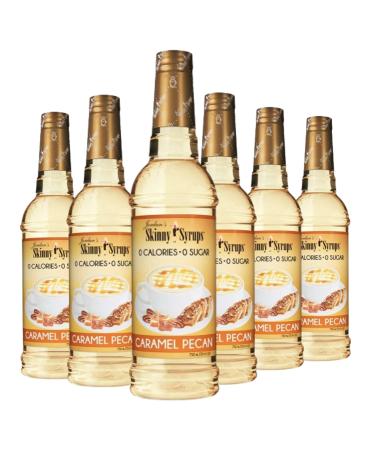 Jordan's Skinny Syrups Sugar-Free Coffee Syrup Caramel Pecan Flavoring for Chai Latte Protein Shake and More - Zero Calorie Gluten-Free Keto Friendly - 750ml (25.4 Fl Oz) - Pack of 6