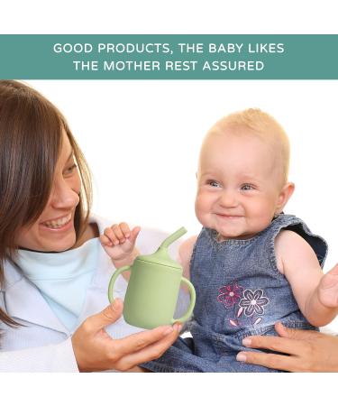 Silikong Silicone No Spill Straw Cups for Toddlers and Babies - 2 Pack (Green/Gray) | Dishwasher & Microwave Safe - Buy Online on SooperMarket.com