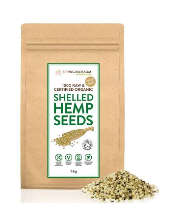 1KG Raw Organic Shelled/Hulled Hemp Seeds Hearts Healthy Vegan Snack Rich in Plant-Based Protein Omega 3&6 Amino Acids & Minerals Gluten-Free Superfood in Eco-Friendly Resealable Pouch Premium Q Nutty 1 kg (Pack of 1)