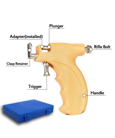 Professional Ear Piercing Gun Kit with Hypoallergenic Surgical Studs - Stainless Steel Body & Nose Earrings Piercing Machine - Reusable Set in Yellow - Buy Online on SooperMarket.com