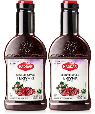 Haddar Sesame Style Sweet Teriyaki Sauce Marinade 15oz (2 Pack) | No High Fructose Corn Syrup No MSG Gluten Free Soy Free | Great for Marinades & Dipping | Kosher Including Passover