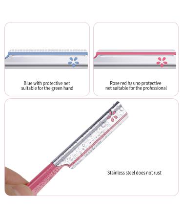 10-Piece Eyebrow Razor Set for Women - Facial Shaver & Brow Shaper Trimmer Dermaplaner Tool with Cover in Pink & Blue - Buy Online on SooperMarket.com