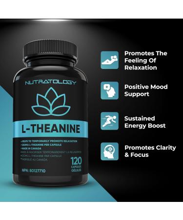 L-Theanine Capsules - For Stress Management & Relaxation - Promotes Focus Alertness & Clarity - L Theanine Supplement for Stress Relief - 250 mg per capsule - 120 Capsules 120 count (Pack of 1) - Buy Online on SooperMarket.com
