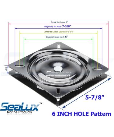 SeaLux Universal Heavy Duty 360 Seat Swivel Base 6x6 Mount Plate for Bar Stool, Chair, Boat, or Van Pilot Seat - Buy Online on SooperMarket.com