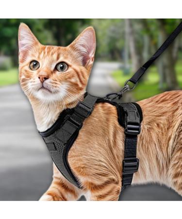 Comfortable Cat Dishes with Leash - Breathable Air Mesh Fits Neck 28-35 cm & Chest 45-51 cm - Easy On/Off - Black S - Buy Online on SooperMarket.com