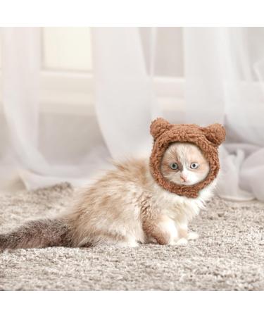 WLLHYF Cute Cat Winter Warm Bear Hat Soft Comfortable Adjustable Small Pet Headwear Costume Clothes for Cat Kitten Puppy Dog(Brown) - Buy Online on SooperMarket.com