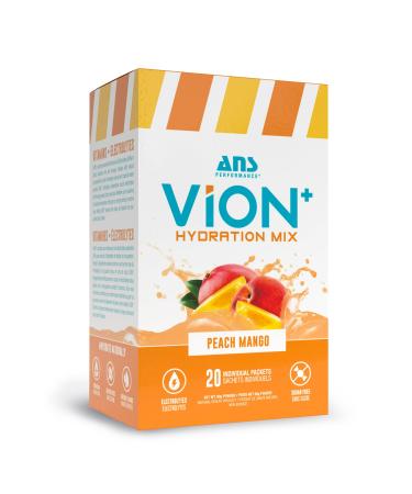ViON+ Hydration Mix Peach Mango - Sugar-Free Electrolyte Powder with 8 Essential Vitamins - 20 On-the-Go Stick Packs for Hydration Energy & Recovery - Natural Flavors & No Artificial Colors or Dyes
