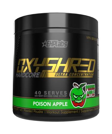 EHPlabs OxyShred Hardcore Thermogenic Pre Workout Shredding Supplement - Promotes Shredding Energy Booster Pre-Workout Mood Booster - Green Apple Fizz 40 Servings