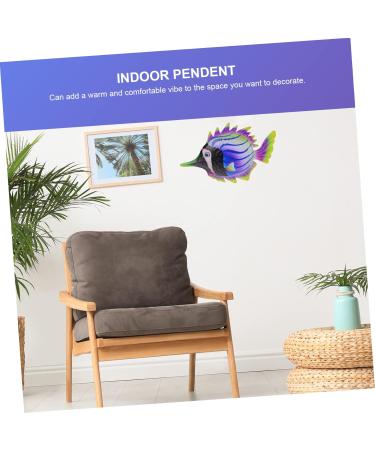 ABOOFAN 1pc Decorative Fish Wall Hanging Ornament Metal Fish Wall Art Wall Hanging Decoration The Fence Iron Purple 26x16.3cm - Buy Online on SooperMarket.com