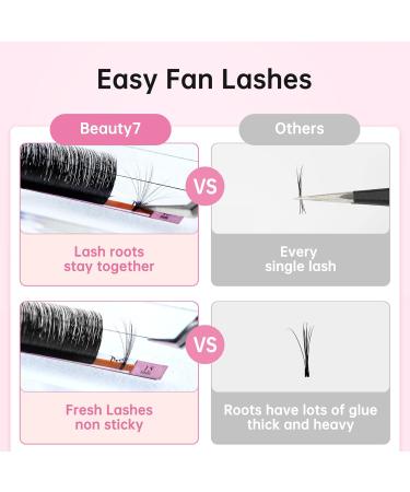 Self-Fan Eyelash Extensions | C D Curl 2D-20D Volume Lashes | 0.07mm Thickness | 10mm Length | International Shipping - Buy Online on SooperMarket.com