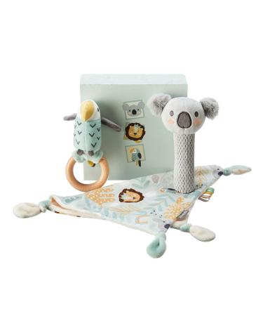 Nuby Animal Adventures Baby Gift Set 3-Piece Keepsake Set | Comforter Squeaker & Rattle | Gift Box Included | Suitable from Birth