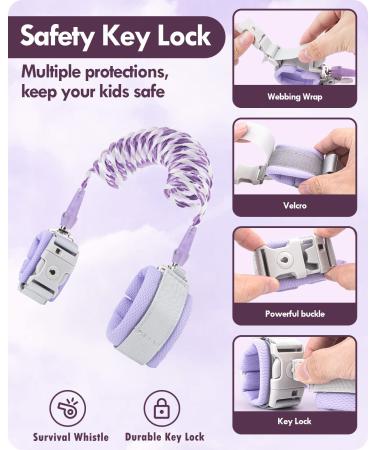 LilKisThk Child Leash Backpack 2 Pack - Toddler Safety Harness with Key Lock - Baby Anti Lost Wrist Links - Blue+Purple - Buy Online on SooperMarket.com