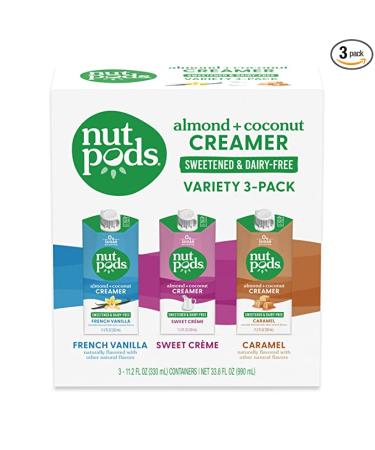nutpods Keto-friendly Variety 3 Pack Sweetened coffee creamer Zero-Sugar 5 Calories per serving Dairy-Free WW Gluten Free Non-GMO Vegan Kosher (3-Pack)