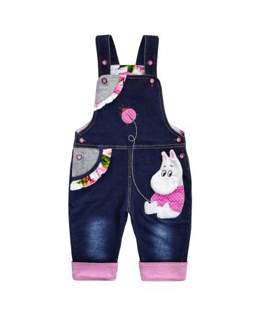 KIDSCOOL SPACE Baby Denim Overalls 3D Cute Cartoon Knitted Jean Dungarees 6-12 Months Blue-5050