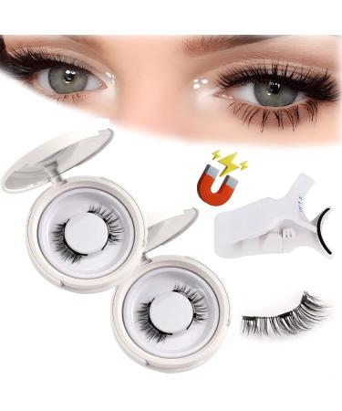 KraftyMagnetic Eyelashes KraftyMagnetic Eyelashes With Applicator Premium Magnetic Eyelashes Easy Quick Safe Kraftyco Magnetic Lashes No Glue Natural Simple Fuller Natural Look (simple-2pcs)
