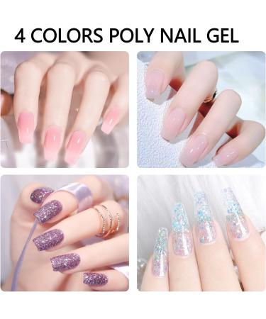 Lofuanna Poly Nail Gel Kit - Nude, Pink, Purple Glitter & Clear Glitter Poly Extension Gel - All In One Starter Kit - Buy Online on SooperMarket.com