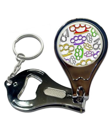 BadgeBeast.co.uk Knuckle Duster Pattern - Key Ring Bottle Opener and Nail Clipper