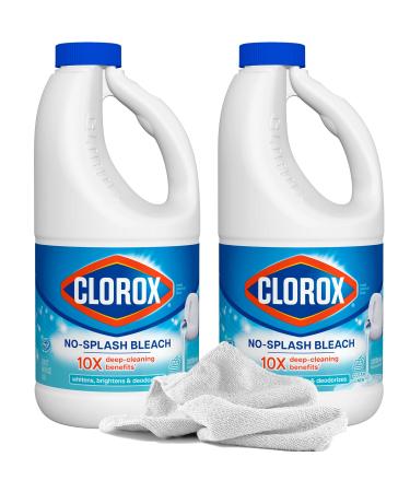 2 Splash-Less Bleach Cleaners 40oz | Clean Linen Scented Bleach + Daley Mint Towel - No Splash Bleach for Laundry Whites & Linens Tile Floor Bathroom Cleaning (80oz Total)