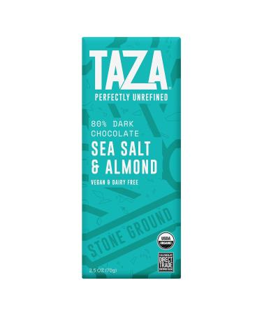 Taza Chocolate Organic Amaze Bar 80% Dark - Sea Salt Almond - Vegan - 2.5 oz (10 Count) - Buy Online on SooperMarket.com