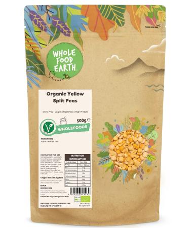 Wholefood Earth Organic Yellow Split Peas 500g GMO Free | Vegan | High Fibre | High Protein | Certified Organic