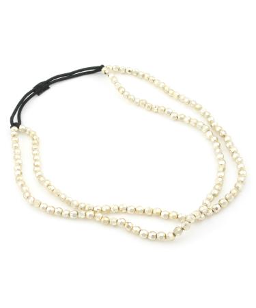 Zest Metallic Double Strand Beaded Headband Hair Accessory Gold