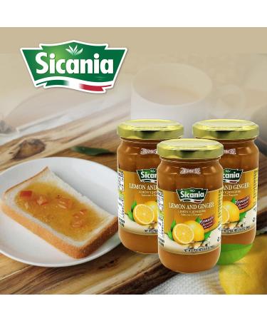 Sicania Italian Lemon Ginger Marmalade (Pack of 3) - Made in Sicily | Artisanal Jams & Preserves | Ideal for Breakfast, Snacks, and Gifting - Buy Online on SooperMarket.com