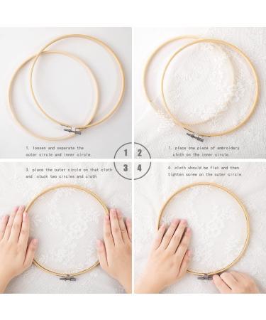 6PCS Matchne Bamboo Embroidery Hoops - 4 to 10 Inch Sizes - Easy Tighten/Loosen - Cross Stitch & Needlework Supplies - Crafts - Buy Online on SooperMarket.com