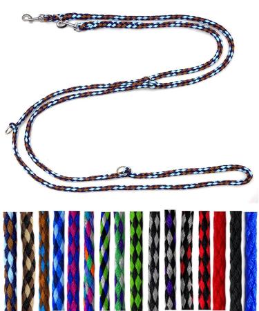 Dog linen small dogs up to 15 kg / double linen 4-way adjustable 2.40m / 2.80m / 3.50m guiding leash very light & robust (2.40m 3-speed adjustable Africa (brown-hell blue marine)) 2.40m 3-Adjustable Africa (Braun-Hellblau-Marine)