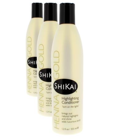 Shikai - Henna Gold Highlighting Conditioner, Brings Out Natural Highlights & Shine, Adds Luxurious Body, Plant-Based Formula with Non-Coloring Henna (Natural Fragrance, 12 fl oz, Pack of 3)