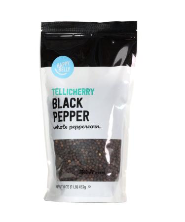 Amazon Brand - Happy Belly Tellicherry Black Pepper, Whole Peppercorn, 16 Ounces