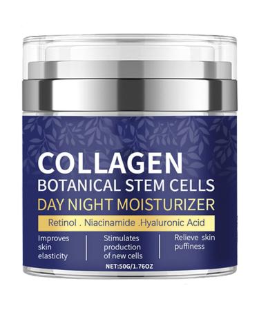 Collagen Face Moisturizer with Airless Pump - Collagen Botanical Stem Cells Cream for Skin with Retinol Niacinamide Hyaluronic Acid - Anti-Aging Day & Night Cream 1.7 OZ