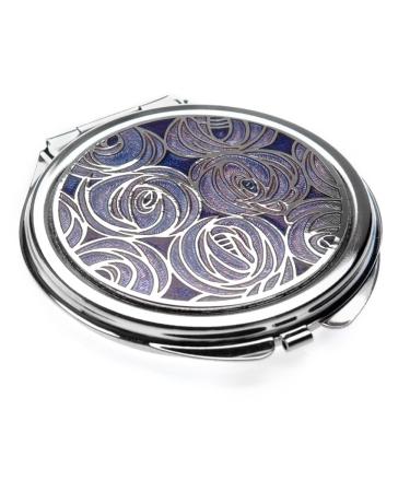 Compact Mirror - Rennie Mackintosh Cluster of Roses Design - Purple/Lilac