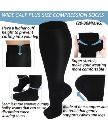 SIOAUIRT Plus Size Compression Socks | 20-30 mmHg Wide Calf Stockings | Best Support for Circulation | Running XX-Large - 3 Pack - Buy Online on SooperMarket.com