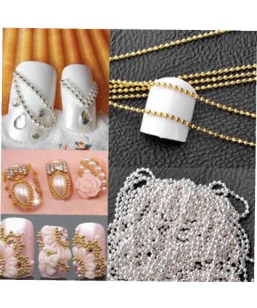 2pcs Silver Metal Chain Bead Nail Art Glitter Striping Tape - 39inch 3D Nail Stickers for DIY Decoration - Buy Online on SooperMarket.com