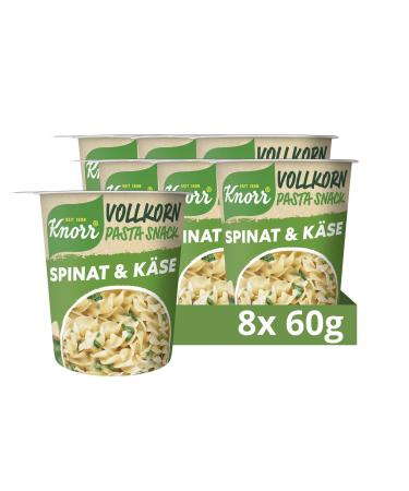 Knorr full grain pasta snack spinach & cheese delicious whole grain instant pasta finished in just 5 minutes - 8 x 60 g cups spinach & cheese 60 g (8 Pack)