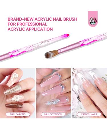 Saviland 5 PCS Kolinsky Acrylic Nail Brush Set - Professional Brushes for Acrylic Nails - Pink Nail Brushes for Acrylic Powder & Liquid Extension - Size 4/8/10/14/16 - Buy Online on SooperMarket.com