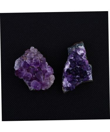 PRETYZOOM Purple Ornament 2pcs Amethyst Cluster Chips Rock Amethyst Gravel Geode Natural Crystal Adornment Irregular Fluorite - Buy Online on SooperMarket.com
