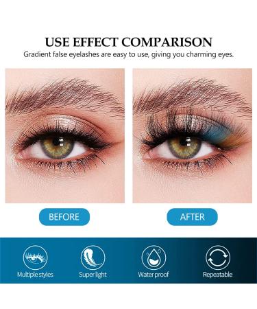 Colored False Eyelashes - 3D Fluffy Faux Mink Strip Lashes for Daily Wear & Halloween Cosplay - 2 Pairs - Buy Online on SooperMarket.com
